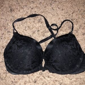 Black lace bombshell bra